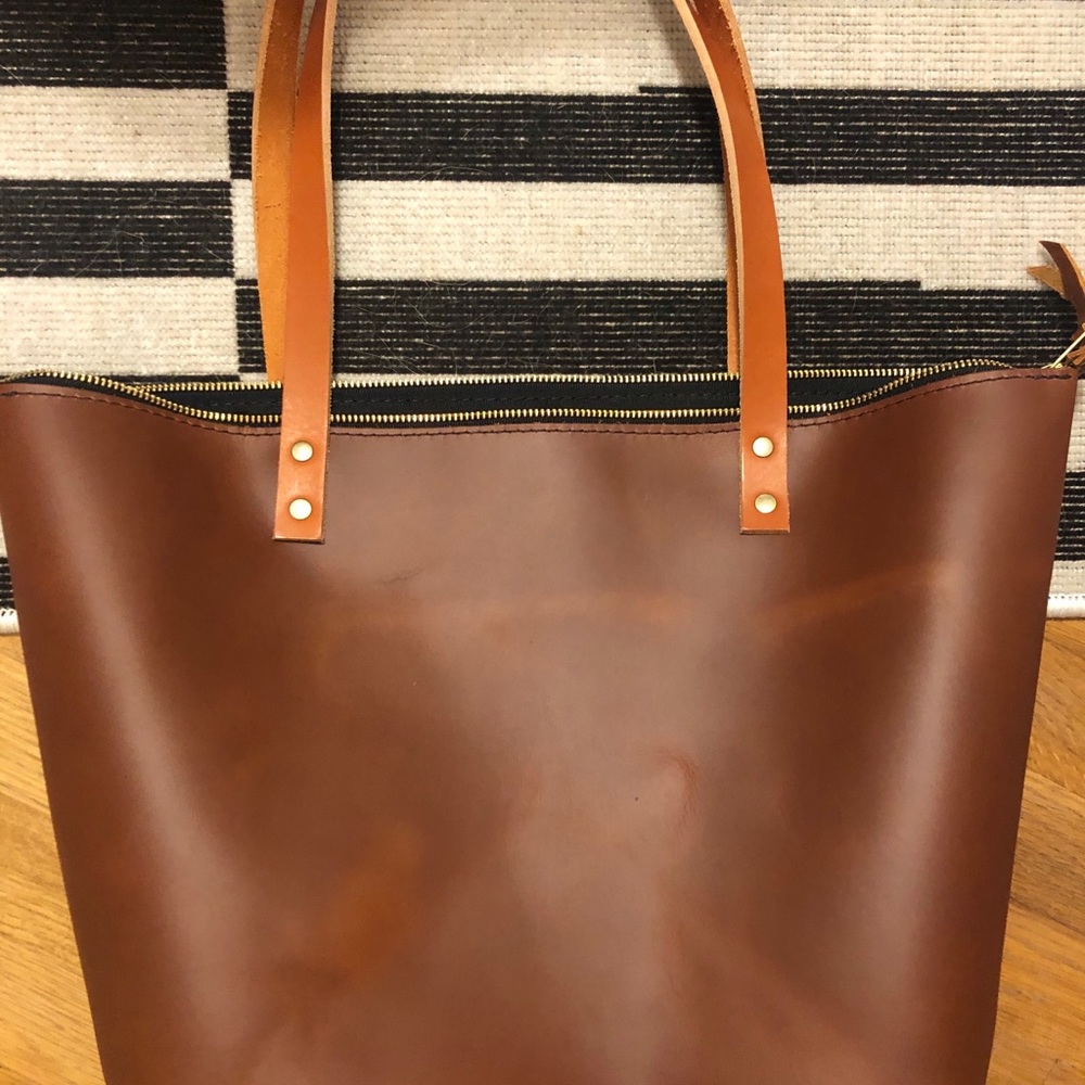 Portland leather goods large honey tote